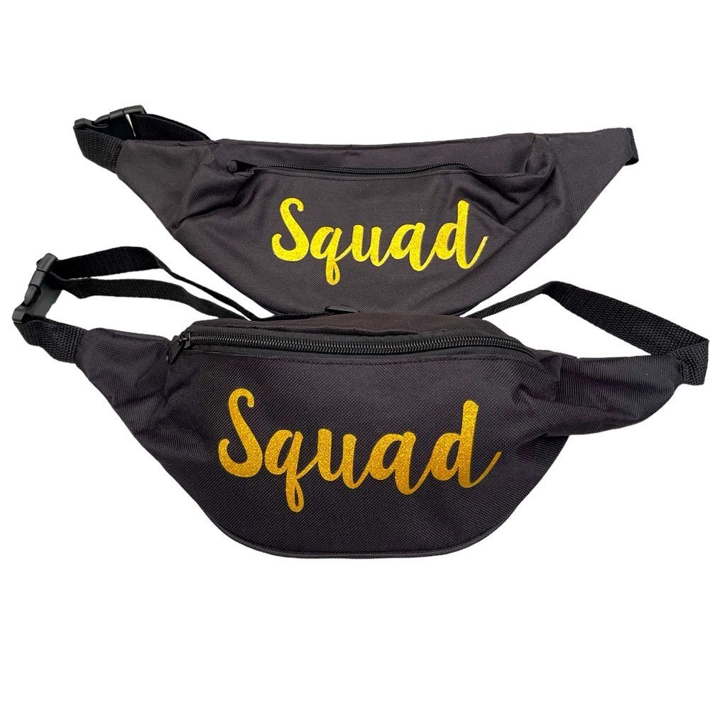 2 pack black graphic zipped adjustable waist bag for men or women